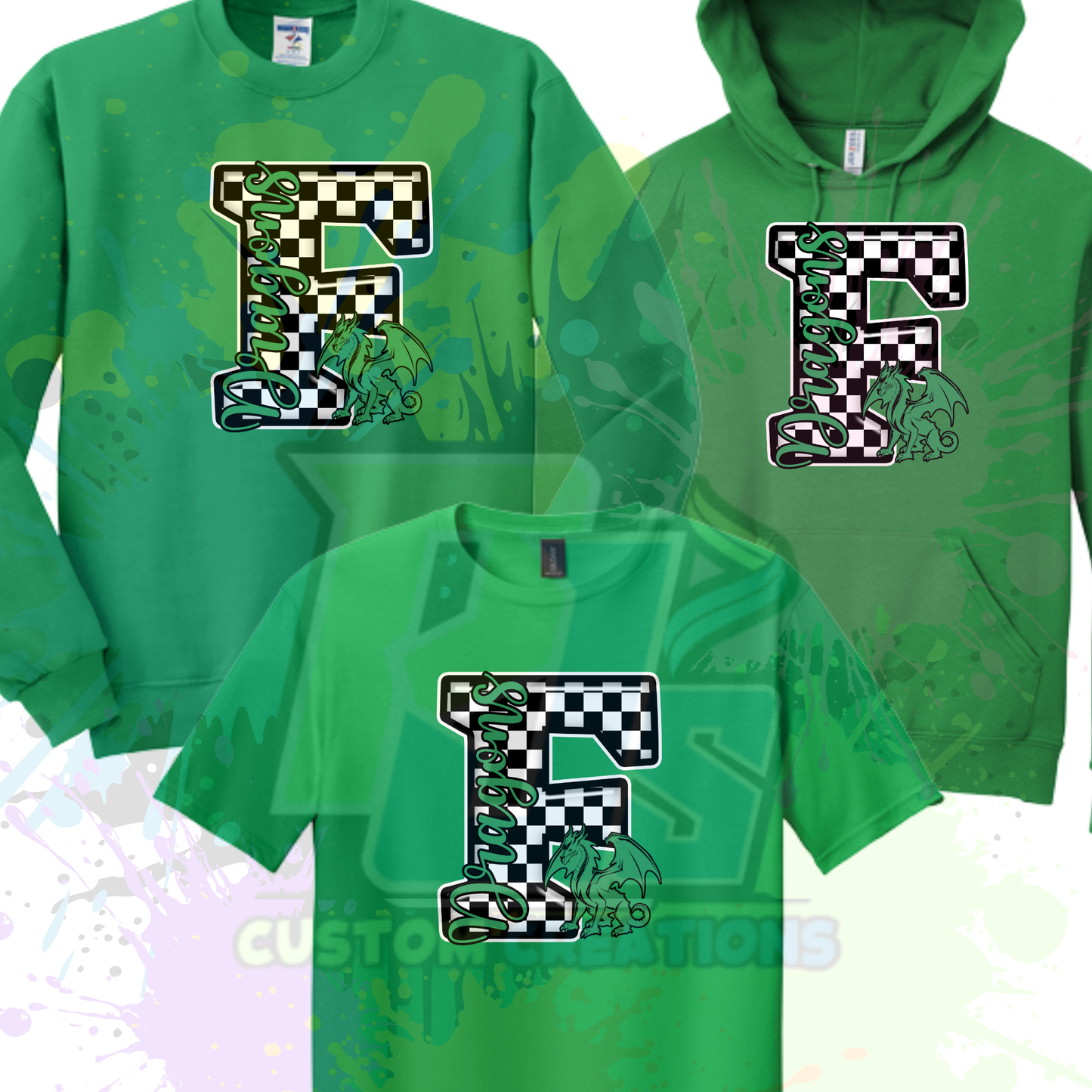 Checkered F- black, gray, green