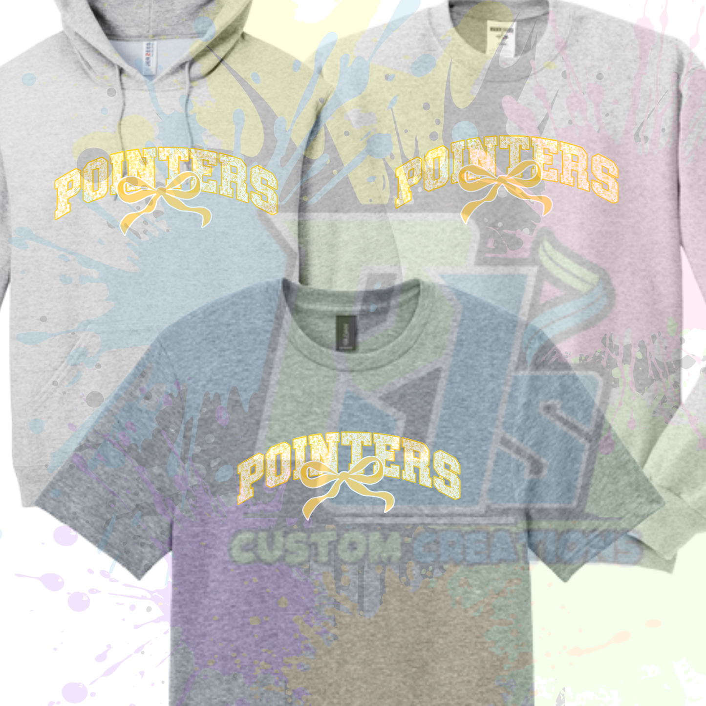 Pointer gold bow on gray or navy