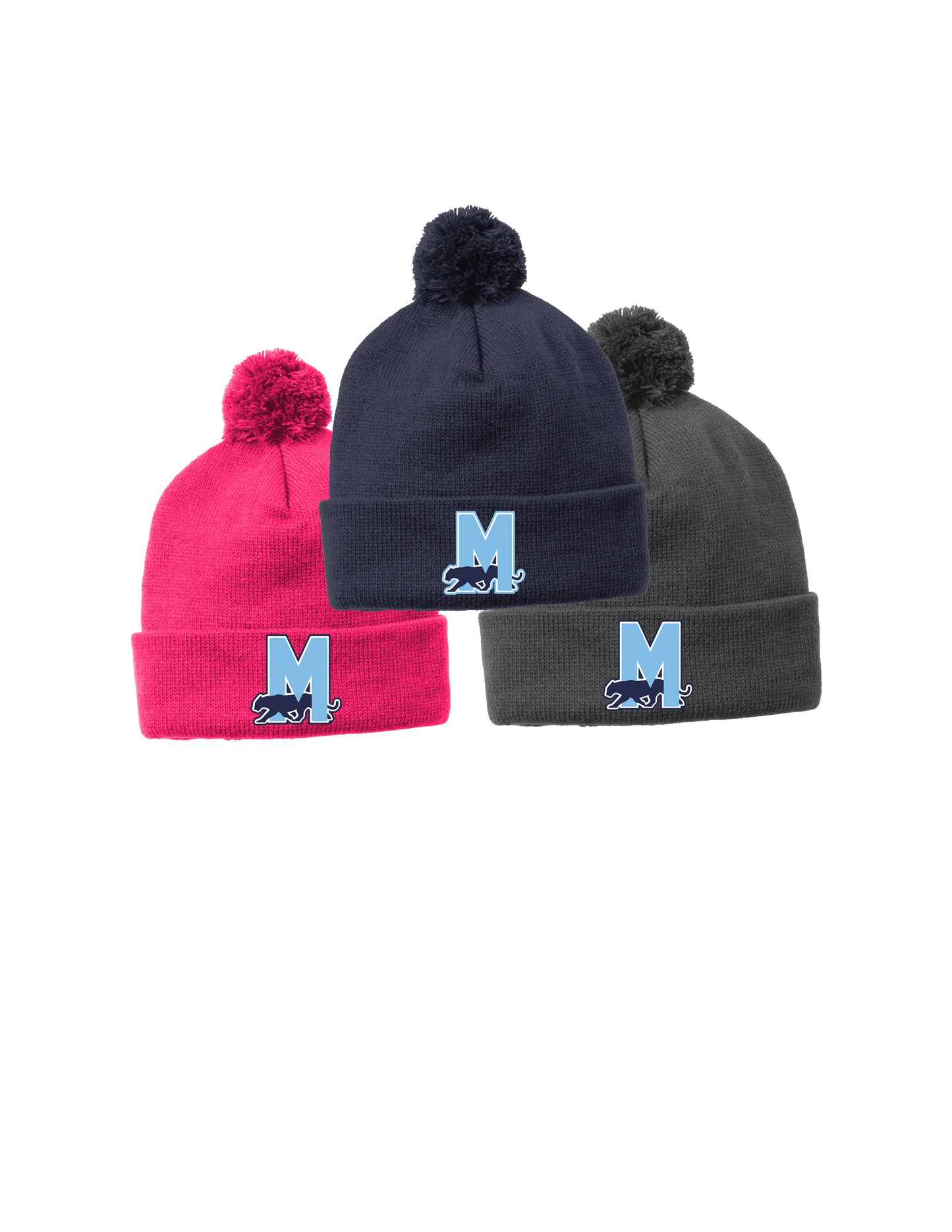 Sport-Tek ® Solid Pom Pom Beanie STC37 D14EMB