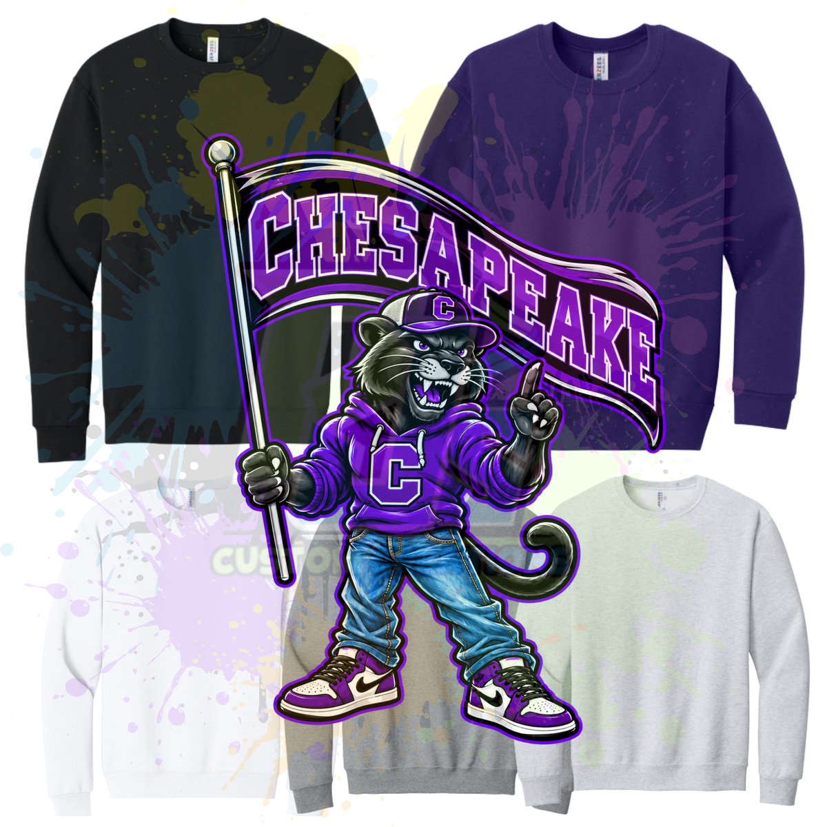 Chesapeake Mascot with Flag