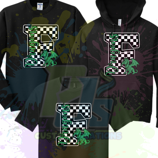 Checkered F- black, gray, green