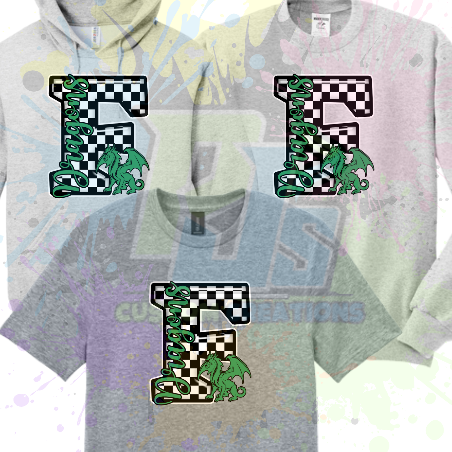 Checkered F- black, gray, green