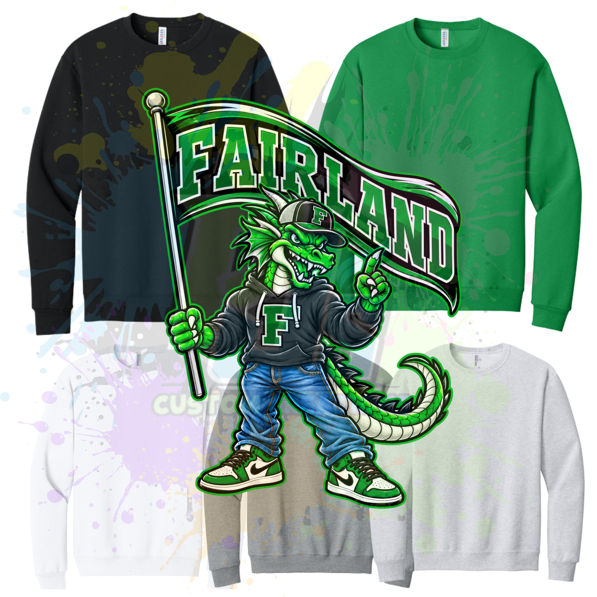 FAIRLAND MASCOT WITH FLAG