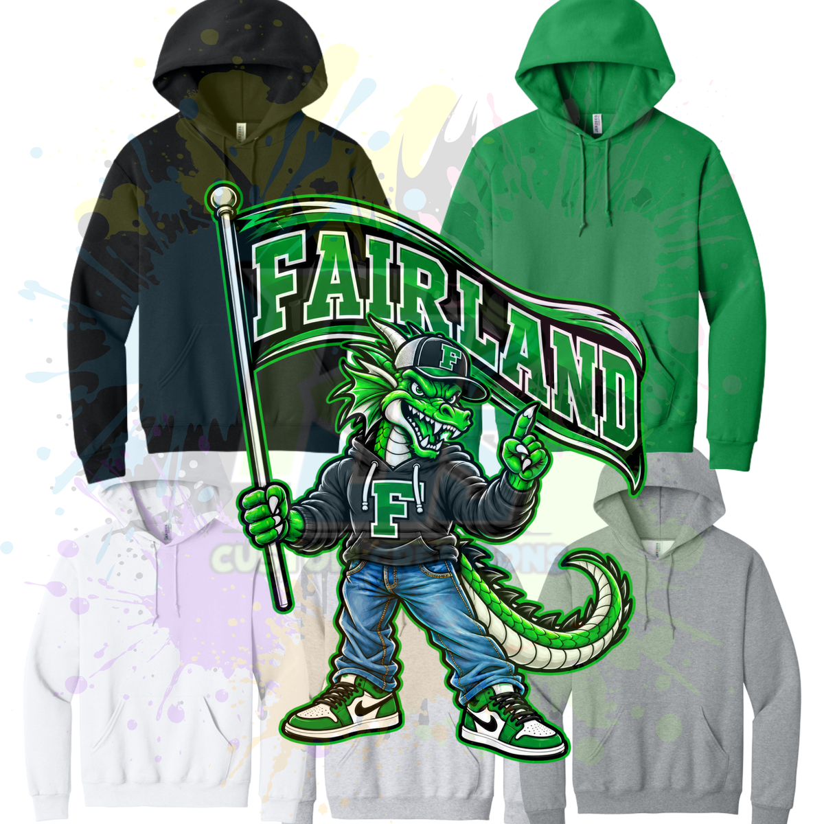 FAIRLAND MASCOT WITH FLAG