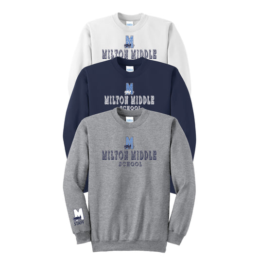 Port & Company® Essential Fleece Crewneck Sweatshirt (PC78) DISTRESSED D2
