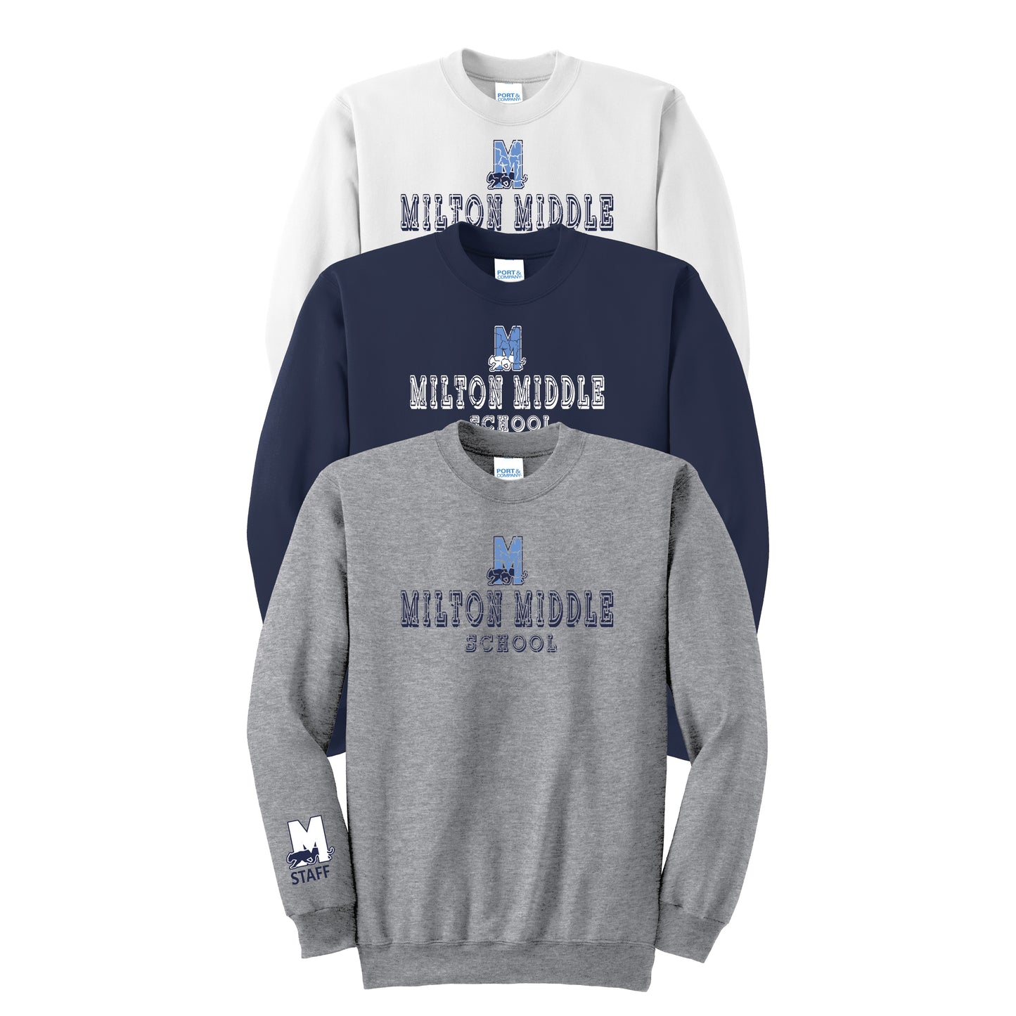 Port & Company® Essential Fleece Crewneck Sweatshirt (PC78) DISTRESSED D2