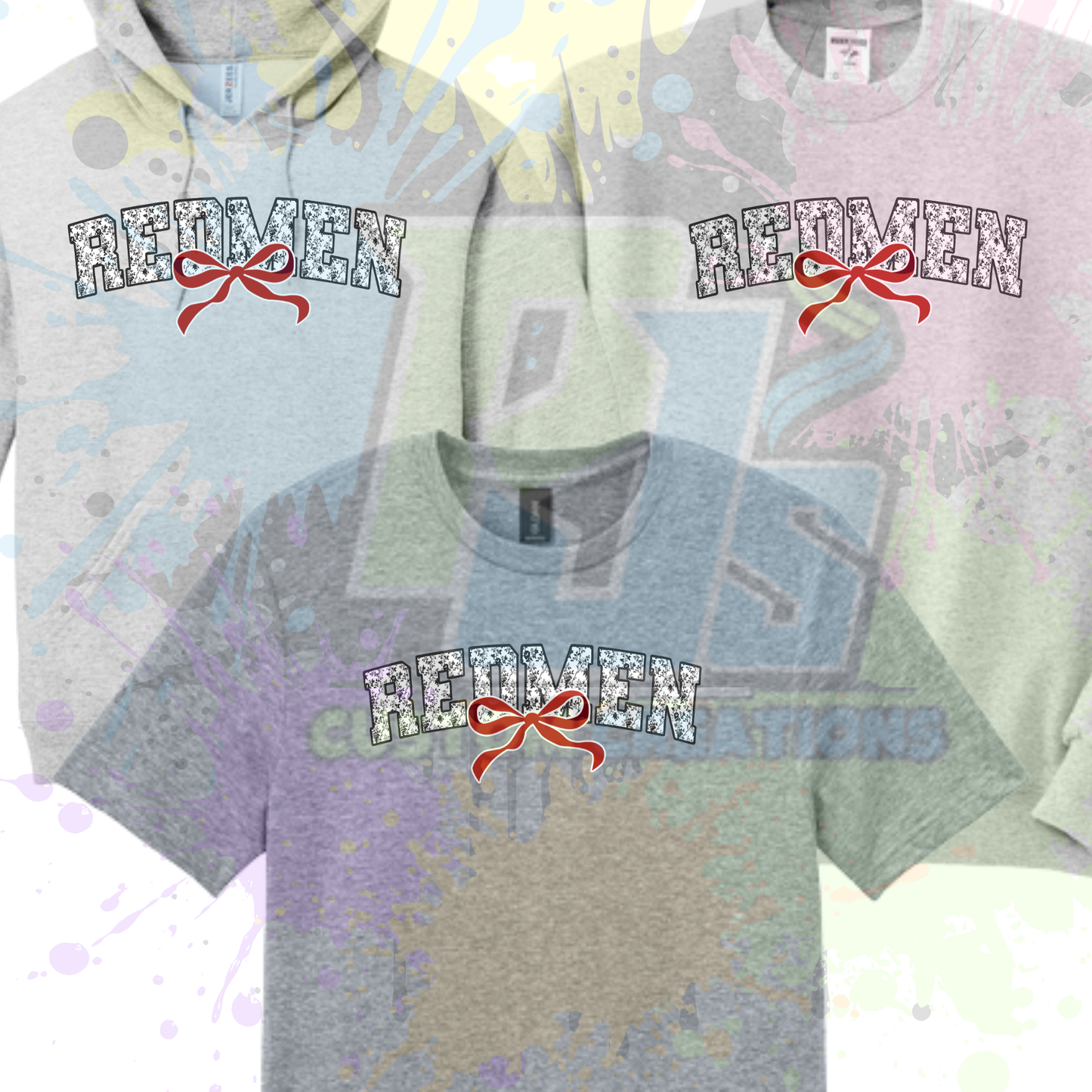 Redmen Bow-  Red or Gray