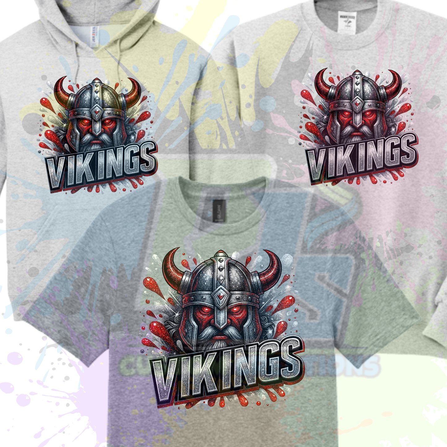 Vikings glitter- Red or Gray