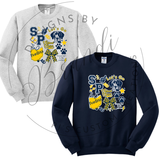 School Spirit Collage Crewneck sweatshirt- Jerzees Nublend 562M