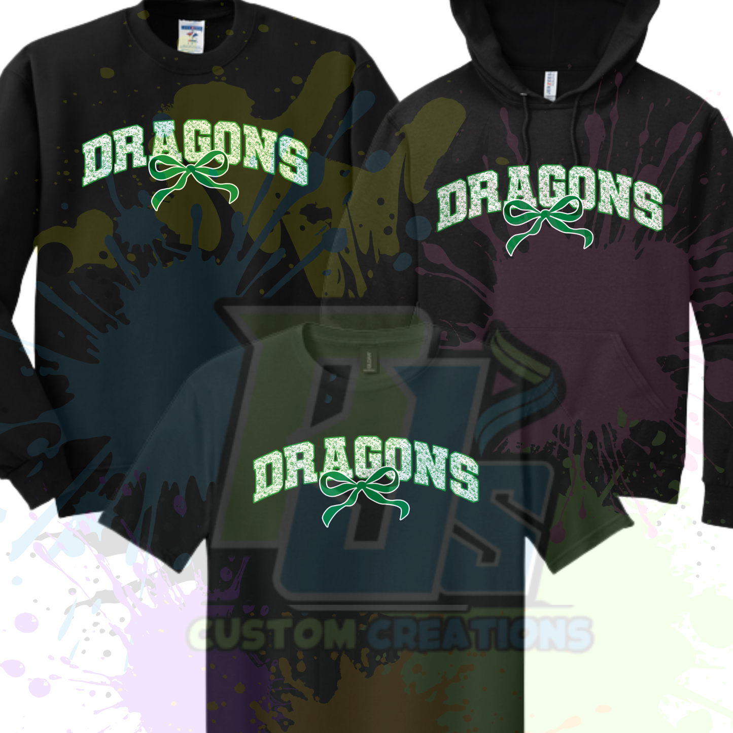 Dragons with bow- green or black