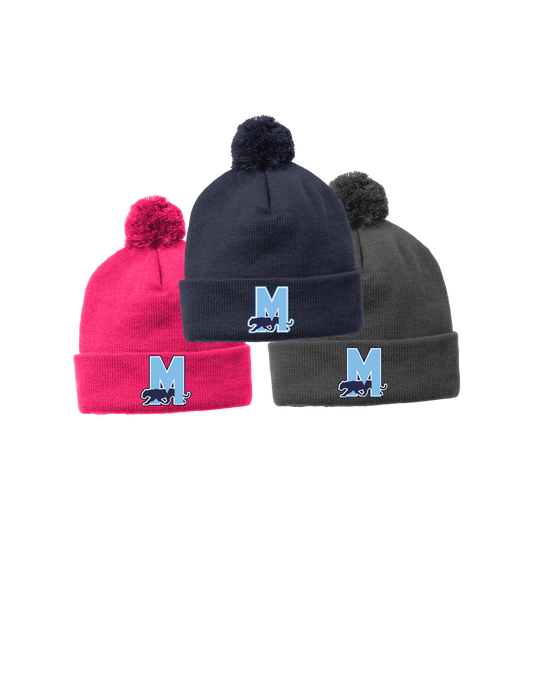 Sport-Tek ® Solid Pom Pom Beanie STC37 D14EMB