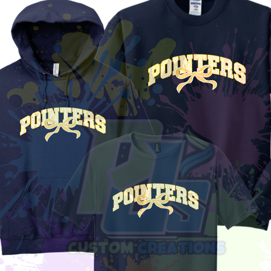 Pointer gold bow on gray or navy
